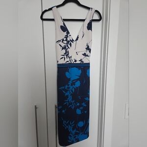Elegant Blue and White Floral Dress